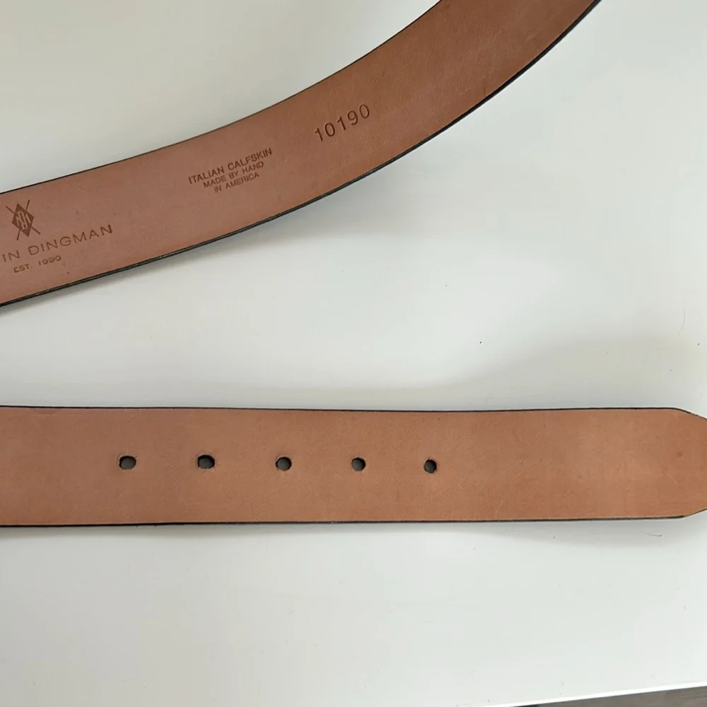 Martin Dingman Italian Calfskin Black Leather Belt Size 42